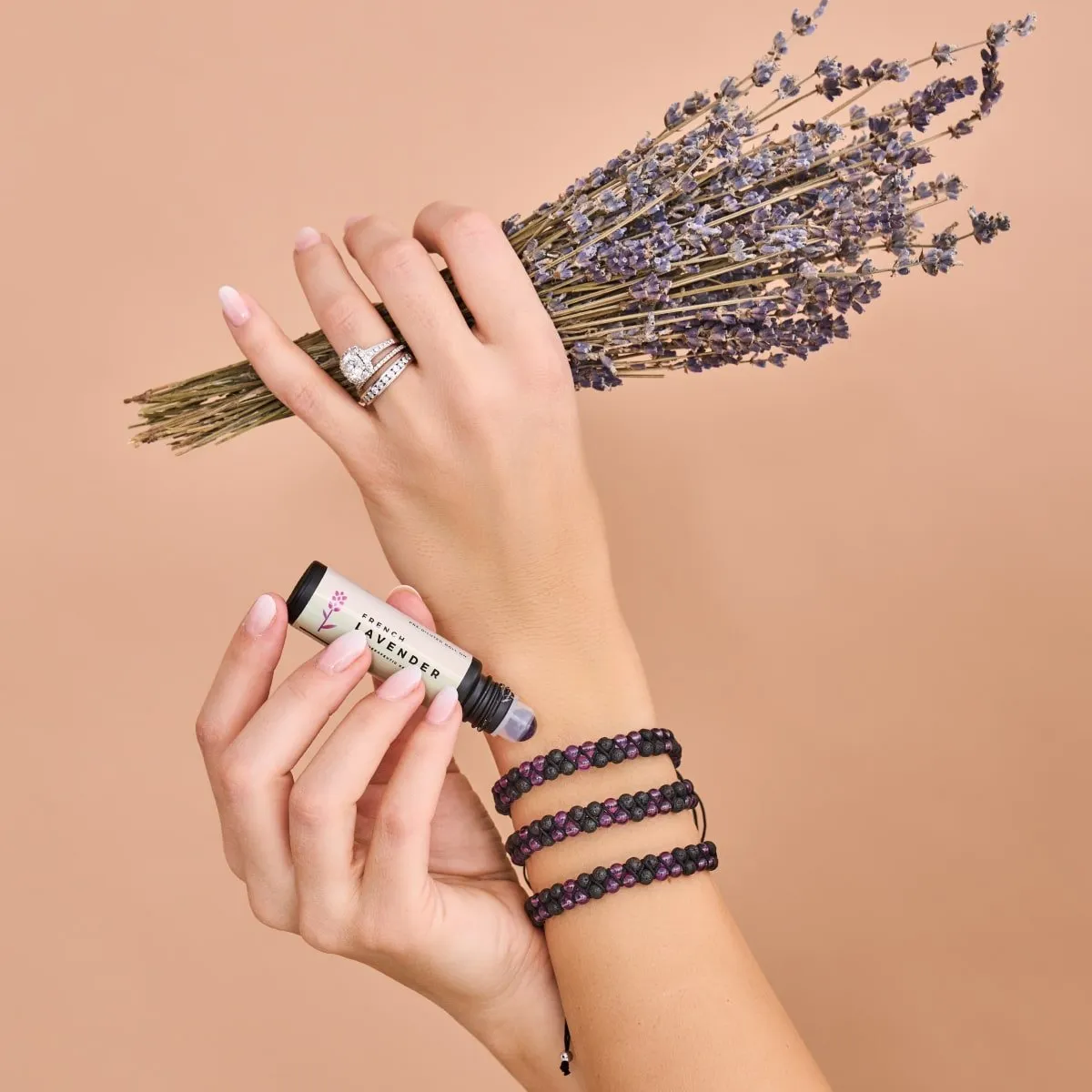 Amethyst x Lavender | Essential Oil Lava Rock Diffuser Bracelet Set