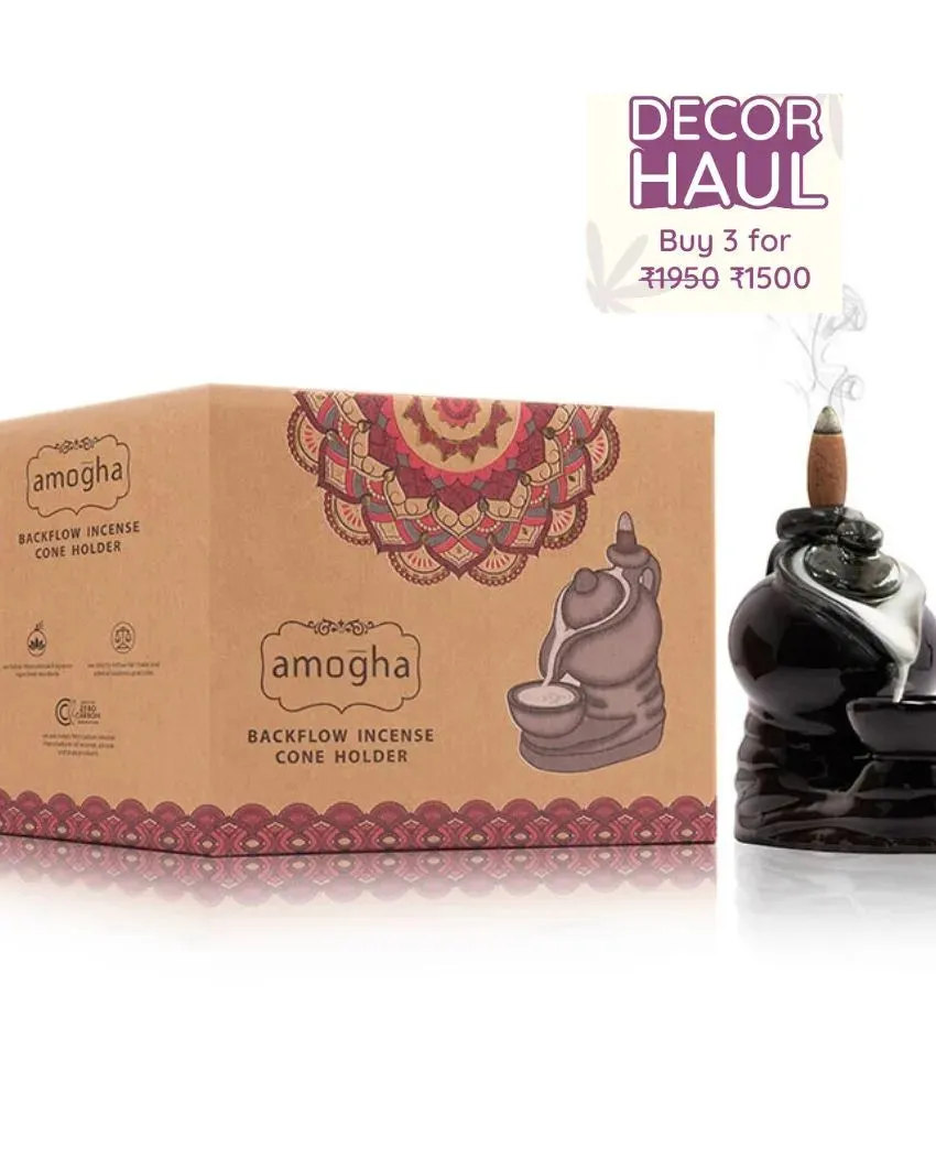 Amogha Backflow Incense Cone Holder | Multiple Designs | 6 x 6 x 5 inches