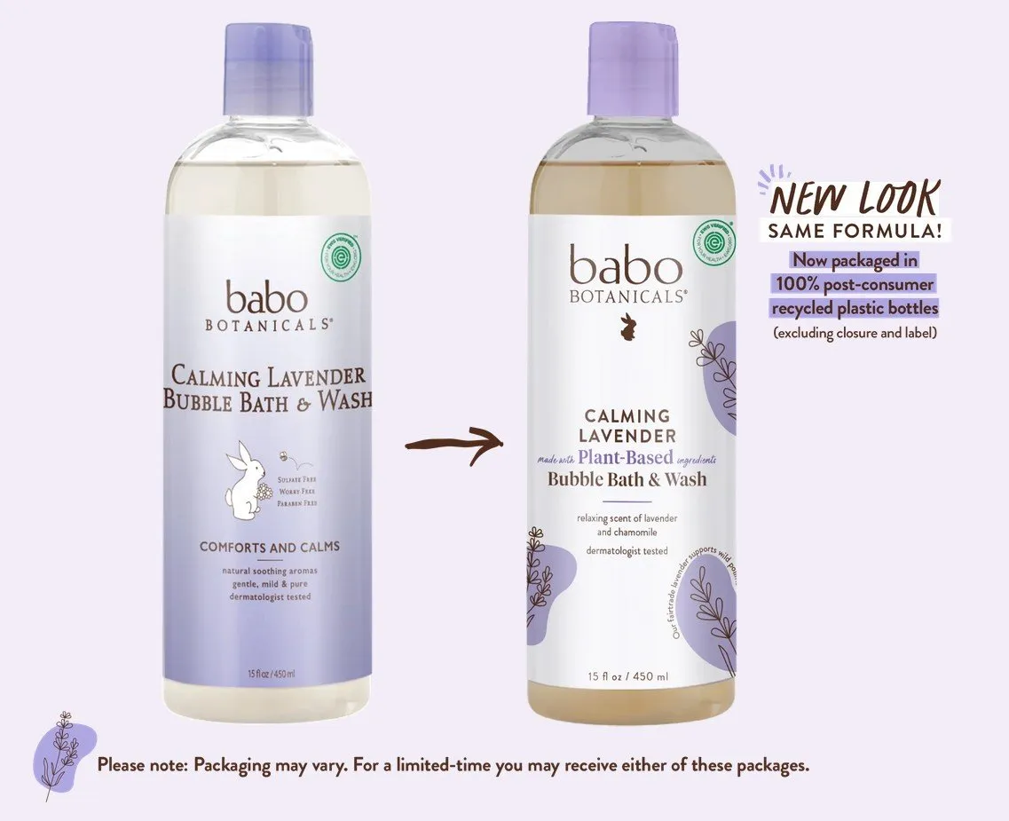 Babo Botanicals Calming Lavender Bubble Bath & Wash 15 fl oz Liquid