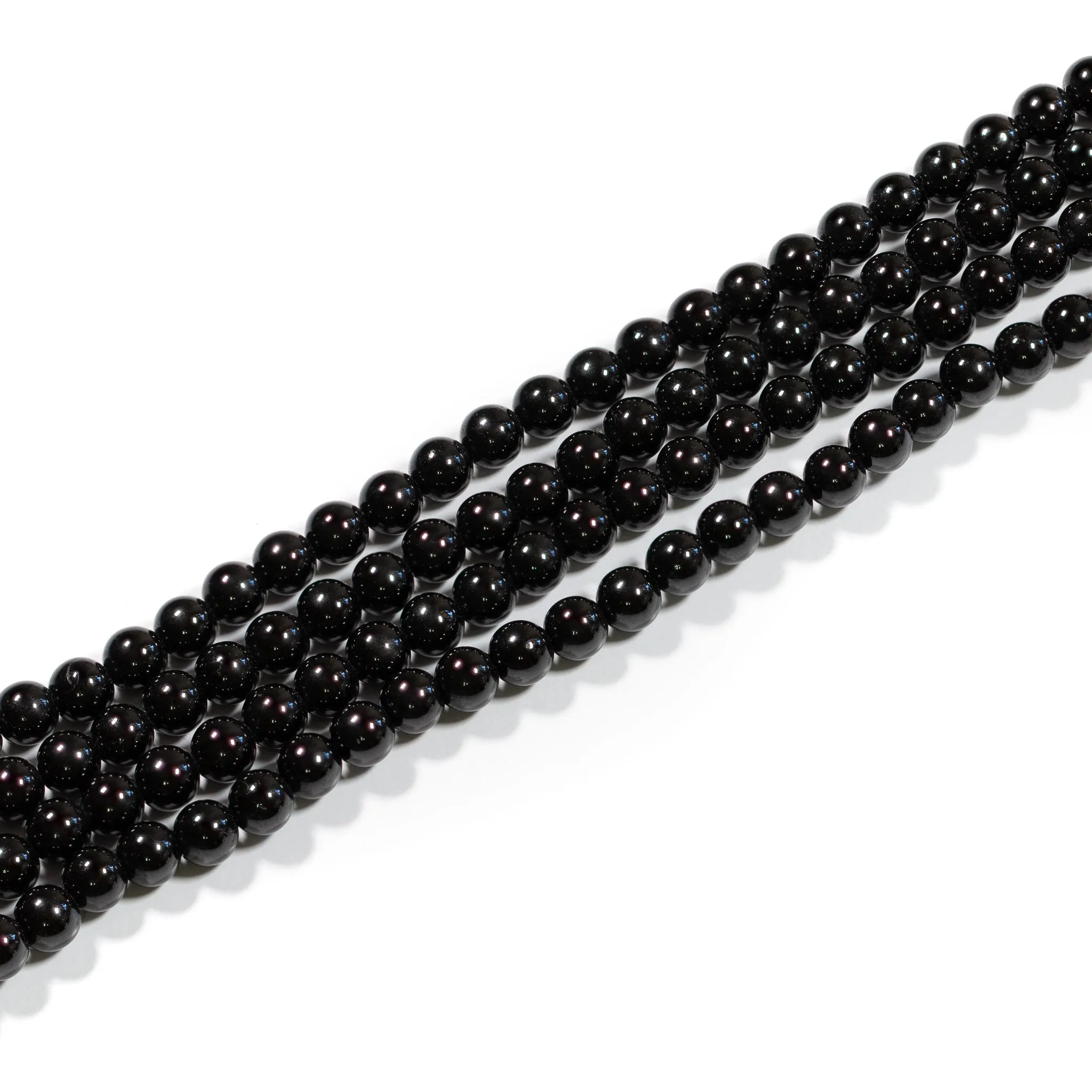 Black Spinel 4mm Smooth Round Bead - 7" Strand (GEM488)