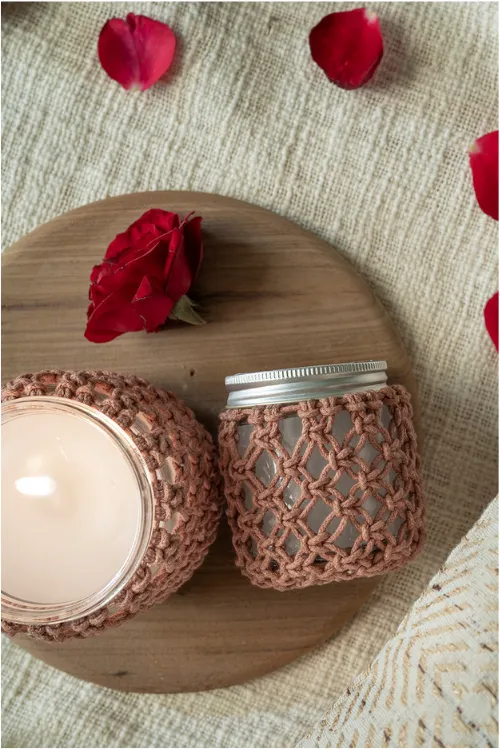 Classic Rose Hand-Knotted Candle Jar