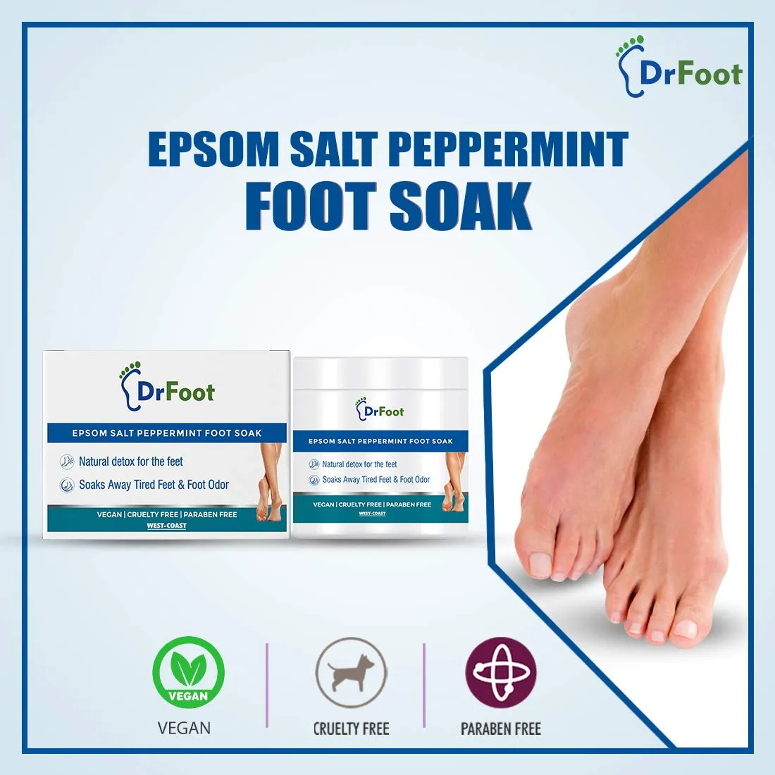 Dr Foot Epsom Salt Peppermint Crystals Foot Soak (Magnesium Sulphate) For Muscle Aches, Pain Relief, Relaxation, Spa Treatment for Bathing and Foot – 200gm (Pack of 3)