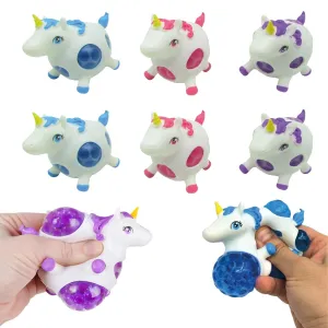 Kicko Squeezy Unicorn Bead - Pack of 6, 3.25 Inch Squishy and Squeezable Beaded Unicorn