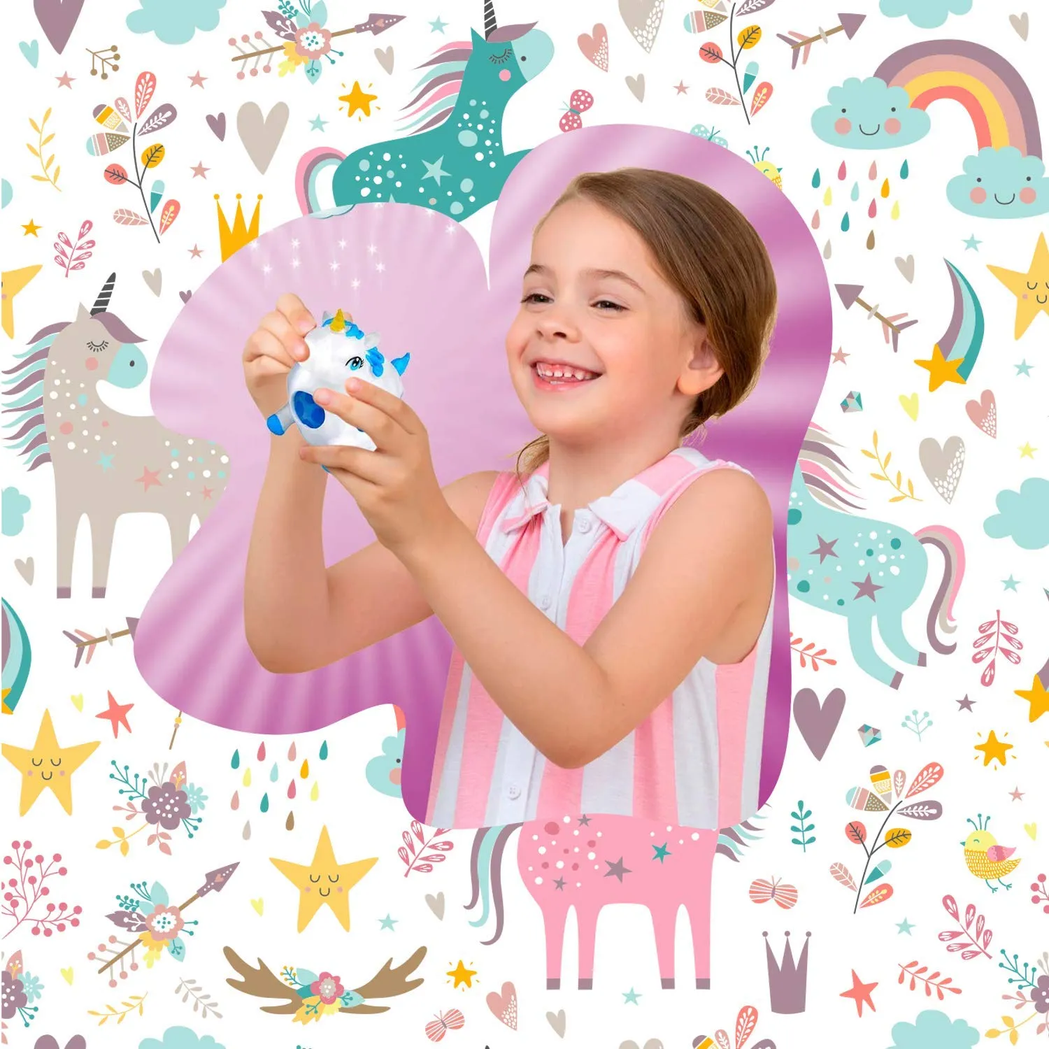 Kicko Squeezy Unicorn Bead - Pack of 6, 3.25 Inch Squishy and Squeezable Beaded Unicorn