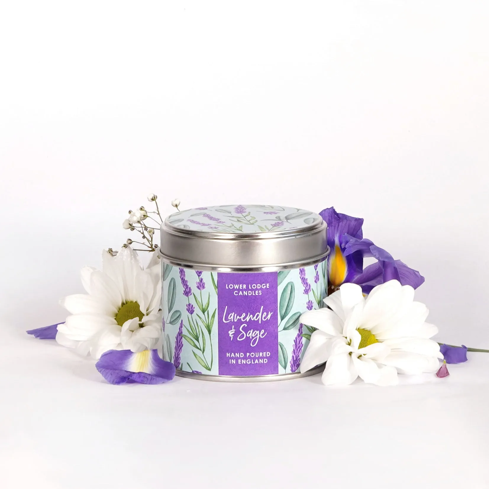 Lavender and Sage Scented Tin Candle