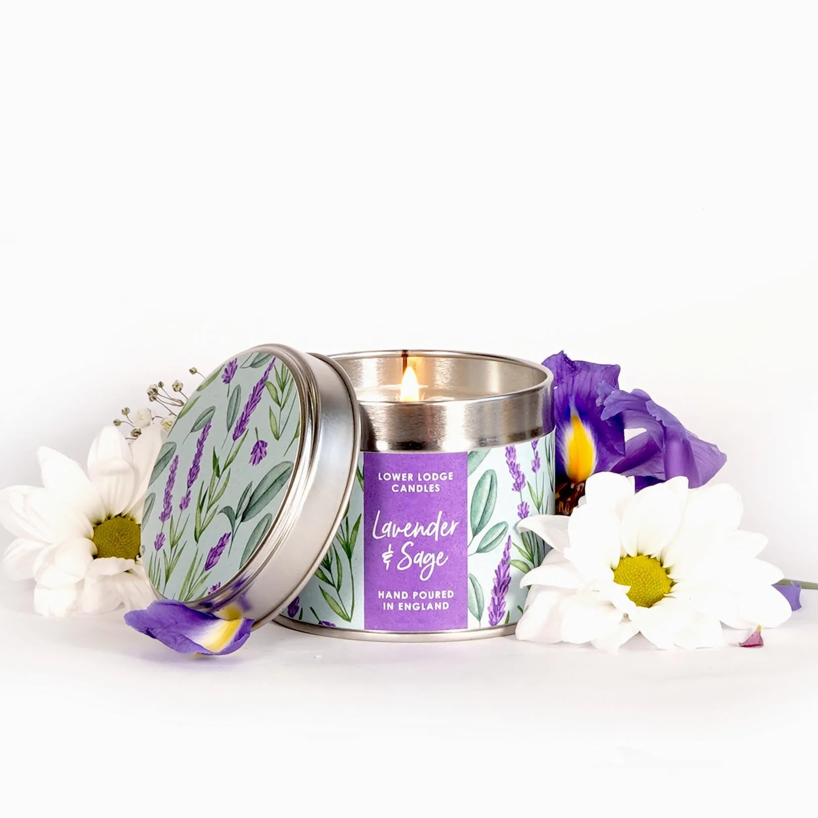 Lavender and Sage Scented Tin Candle