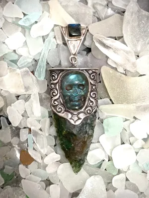 Nature’s Guardian Green Obsidian and Labradorite Pendant