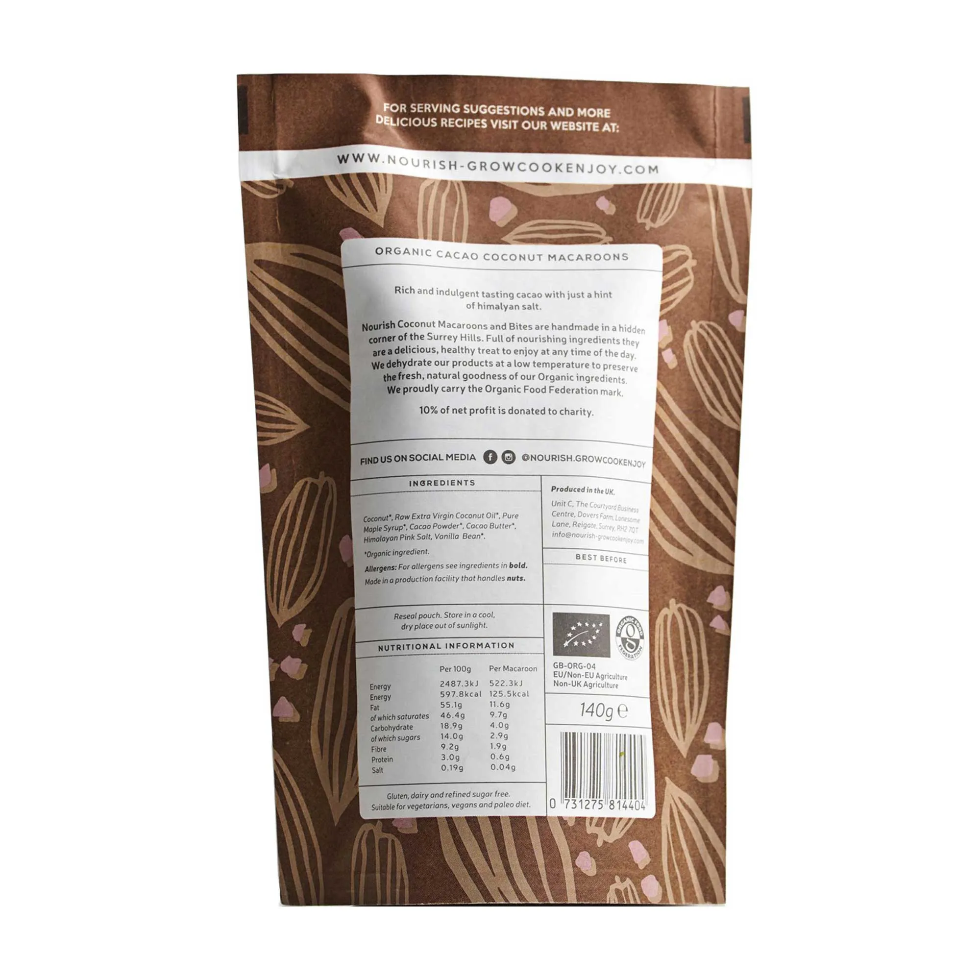 Nourish Cacao Coconut Macaroons 140g