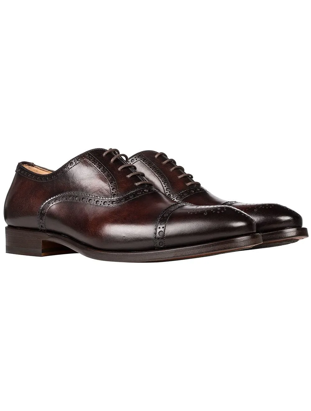 Quarter Brogue Top Cap Shoes Marron