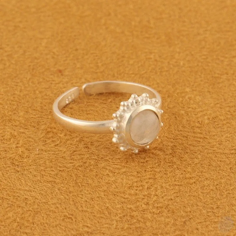 Round Gemstone sterling silver Ring