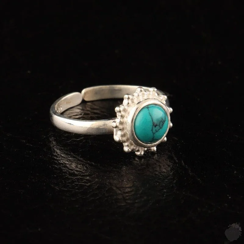 Round Gemstone sterling silver Ring