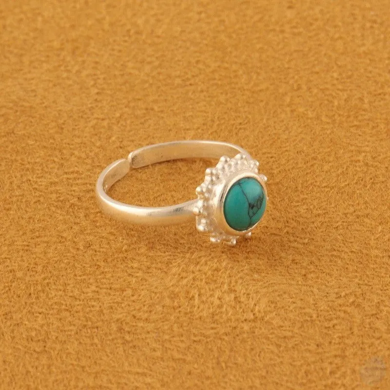 Round Gemstone sterling silver Ring