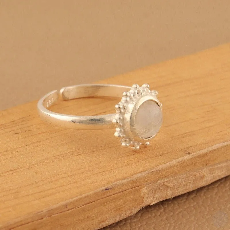 Round Gemstone sterling silver Ring