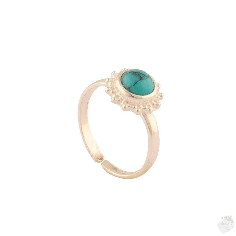 Round Gemstone sterling silver Ring