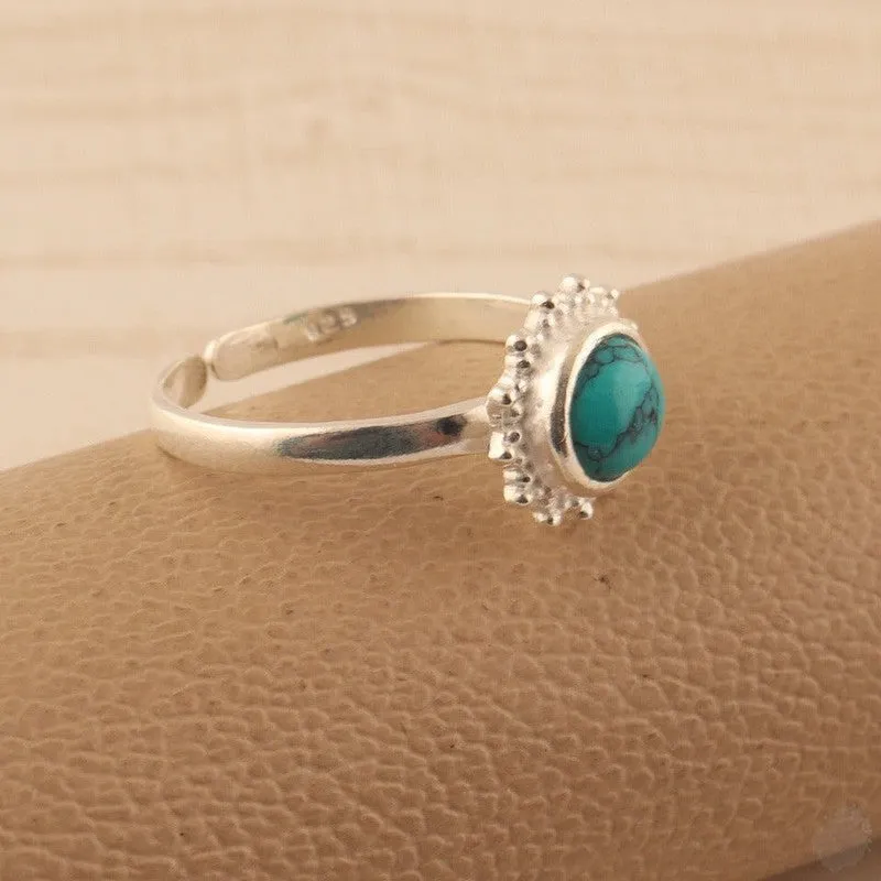 Round Gemstone sterling silver Ring