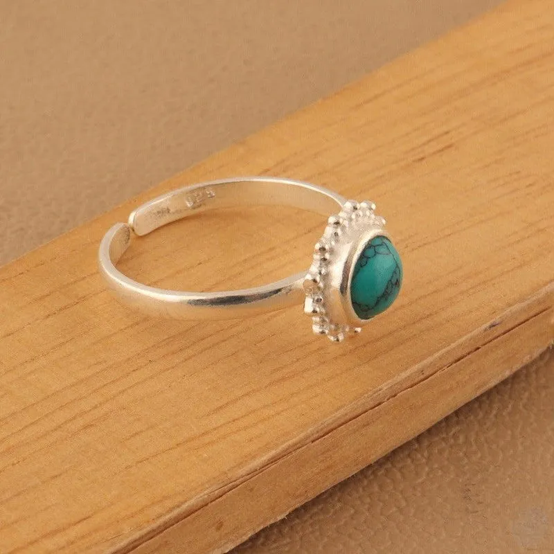 Round Gemstone sterling silver Ring