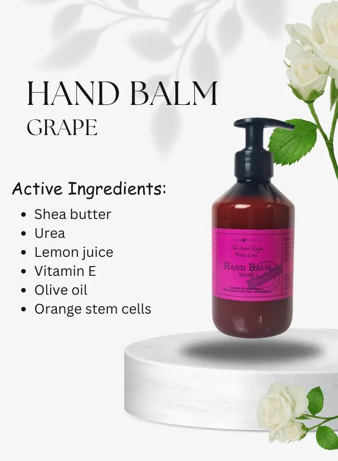 Soap&Friends Nourishing Hand Balm - Grape, Enriched with Shea Butter, 300 ml