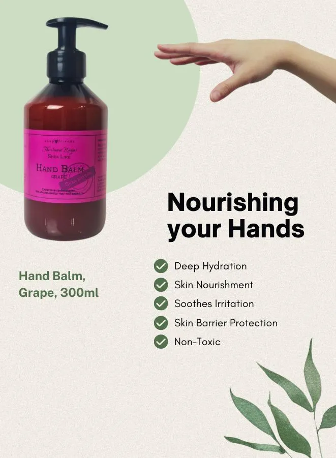 Soap&Friends Nourishing Hand Balm - Grape, Enriched with Shea Butter, 300 ml