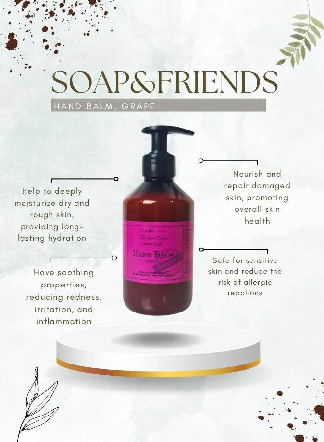 Soap&Friends Nourishing Hand Balm - Grape, Enriched with Shea Butter, 300 ml